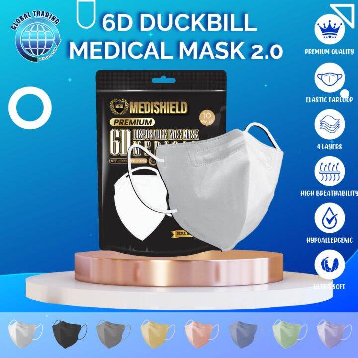 Medishield 10pcs Medical Duckbill Face Mask Duckbill Mask Face Mask