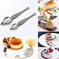 ✗ 2PC Saucier Drizzle Spoons Decorate Sushi Food Draw Tool Sauce Dressing Plate Dessert Bakeware Cake Gastronomy Spoons