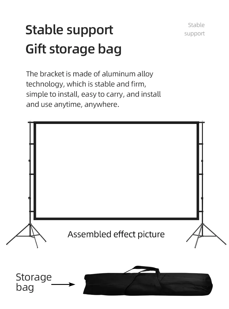120 inch Projector Screen with Stand, Indoor Outdoor Projection Screen, Portable  16:9 4K HD Rear Front with Carry Bag Wrinkle-Free Design for Home Theater  Backyard Cinema Lazada PH
