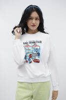 ESP เสื้อสเวตนิตลายกราฟิก ผู้หญิง สีขาว | Graphic Print Sweatshirt | 5867