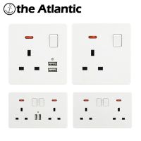 ☒❀ UK Standard Power Socket 13A Dual USB Ports LED Indicator Single Double Wall Outlet Malta Singapore White Plastic 86 146 Type