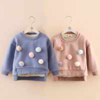 Girls Hoodies New 2021 Winter Warm Colored Balls Decoration Long Sleeved Plus Vevelt Toddler Girls Hoodies And Sweatshirts