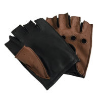 Fashion Men Deerskin Gloves Wrist Half Finger Driving Unlined Gloves Solid Adult Fingerless Mittens Real Genuine Leather