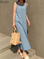 【HOT】◕♞ ZANZEA Neck Dresses Tanks Sundress Robe Beach Vestiddos