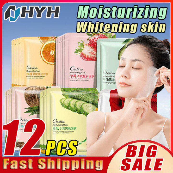HYH 12Pcs Korean Style Original Collagen Facial Mask Whitening