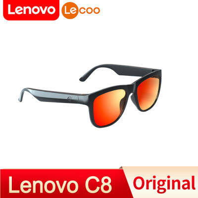 Lenovo Lecooo แว่นตา C8อัจฉริยะแว่นกันแดดกีฬากลางแจ้งหูฟังบลูทูธไร้สายหูฟังสำหรับฟังเพลงป้องกันแว่นตาสีน้ำเงิน