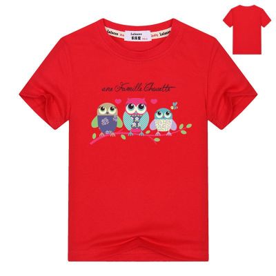 Fashion Kids T Shirt Cute Family Owls Printing Round neck tops Short Sleeve Tees
