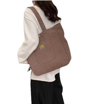 กระเป๋าผู้หญิง Carhart กระเป๋าช้อปปิ้งกระเป๋าผ้าใบกระเป๋าถือสะพายไหล่ข้างเดียวนักเรียนย้อนยุคส่วนบุคคลกระเป๋าลำลอง