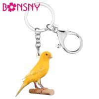 Bonsny Acrylic yellow Canary Key Chains Bird Key Rings Bag Car Purse Decorations Keychains For Women Girls Teen Men Charms Gift