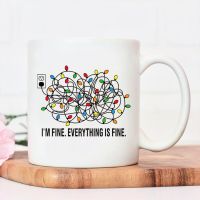 Im Fine Everything Is Fine Ceramic Mug Teacher Life Christmas Coffee Mug X mas Gift For Teachers Water Cup Juice Lady Mugs