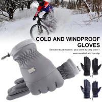 Free Ship Winter Gloves Warm Full Finger Touchscreen Windproof Gloves with Elastic Wrist Drawstring for Outdoor Activities Hiking Camping