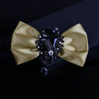 Diamond Ribbon Flowers Bow Tie for Men Brooches Suit Dress Tuxedo Shirt Collar Bows Wedding Groom Bowknot Ties Musical Neckties