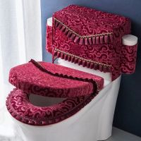 Toilet Seat Cover 3pcs Gray Purple With Storage Bag Toilet Cover Decorative Toilet Tank Cover Bathroom Toilet Case Cover