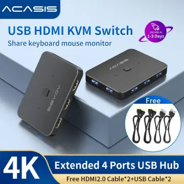 AIMOS KVM Switch HDMI 2 Port Box, Share 2 Computers with one Keyboard Mouse