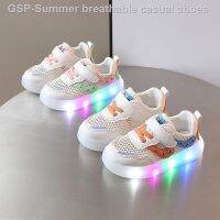 Summer Toddler Shoes With Led Lights Luminous Sneakers for Kids Girls Soft Soled Breathable Glowing Shoes Little Bear Tenis Gift