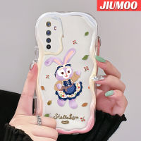 เคส JIUMOO สำหรับ Realme 6 Pro 6S Narzo เคสการ์ตูนกระต่ายสีม่วงสีสันสดใสน่ารักเนื้อครีมนุ่มเคสมือถือกันกระแทกแบบใสสร้างสรรค์ปลอกป้องกันซิลิโคนโปร่งใสลายกล้องถ่ายรูป