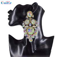 CUIER 11CM Big Glass Crystal Rhinestones Drop Earring for bride Wedding Jewelry Luxury Shiny Women Earring Gift