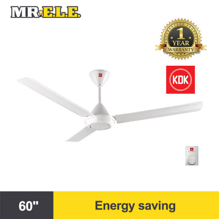 KDK 60'' Ceiling Fan K15VO K15VC White 3 Blades Regulator Ceiling Fan