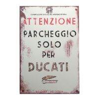วินเทจย้อนยุคสไตล์ Ducati ที่จอดรถเพียงอิตาลีดีบุกเข้าสู่ระบบโลหะโปสเตอร์สำหรับบ้านโรงรถตกแต่ง