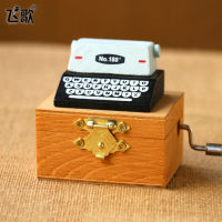 Feige Retro Hand Typewriter Music Box Wooden Mini Music Box Creative Gift Sky City Wholesale