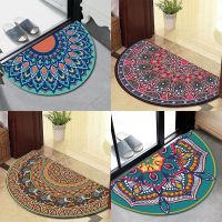 ✽❍☋ Strong Water Absorbent Rug Carpets Boho Style Semicircular Entrance Doormat Mat Anti Slip Bathroom Door Mat Bathroom Shower Rug