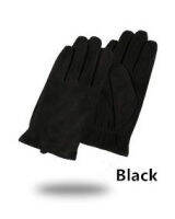 Gours New Winter Long Genuine Leather Gloves Men Suede Black Warm Touch Screen Gloves Brand Goatskin Mittens Luvas GSM023