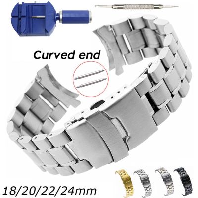 Curved End Band 18mm 20mm 22mm 24mm Lock Clasp Watchband with Tools
