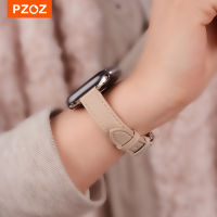 PZOZ สายนาฬิกาหนังสำหรับ Apple Watch ผู้หญิงพอดีกับนาฬิกา Pple S7พิเศษ/6/5สายรัดหนังเอวเล็ก S4/3/2 Se Watchband 38/40/41/42/44/45/49Mm