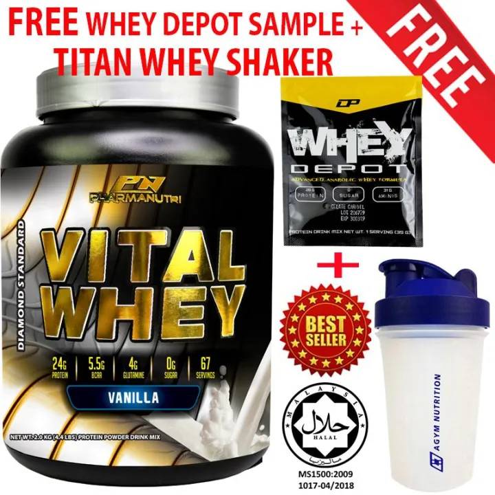 Vital Whey (Vanilla) Halal 2kg/4.41lbs, Whey Isolate With 24g Protein ...