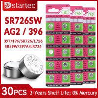 DStartec 30ชิ้น AG2เหรียญแบตเตอรี่ LR726 396ปุ่มเซลล์แบตเตอรี่อัลคาไลน์1.55โวลต์ SR726SW 396A LR726 397สำหรับนาฬิกาของเล่นไม่มีปรอท