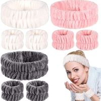 【YF】 2Pcs/Set Coral Fleece Face Wash Headband Absorbent Wrist Band Bandana Makeup Styling Tools Women Hair Accessory Tiaras