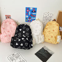 S New Cute Mickey Print Backpack Sweet Girl Travel Bag High Capacity Schoolbag For Primary And Secondary School Students