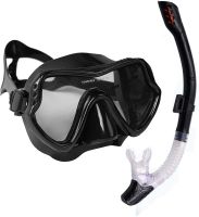 Black SET2 Scuba Snorkeling Diving Set Mask And Snorkels Anti-Fog Goggles Glasses Diving Swimming Easy Breath Tube Set Snorkel Mask