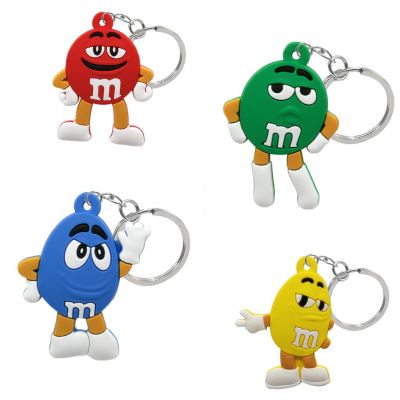 50PCS PVC keychain colorful Bean cartoon figure key rings hot anime pattern key holder charms for women men car keys decoration