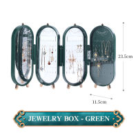 Jewelry Organizer With Makeup Mirror Rotating Earring Ring Necklace Display Rack Drawer Type Lipstick Storage Box