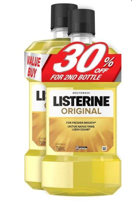 Listerine Mouthwash Original (750ml × 2) (Twinpack)...Cheapest | Lazada