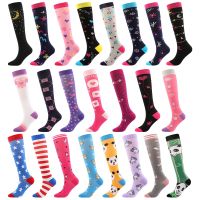 【YD】 New Compression Stockings Varicose Veins Woman Men Elastic Cartoon Striped Marathon Calf Socks