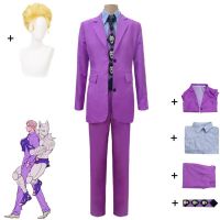 Kira Yoshikage Cosplay Costume Anime Jojos Bizarre Adventure: Diamond Is Unbreakable Halloween Purple Suit Wig For Man Woman