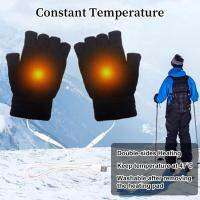 Fingerless Winter Gloves Heated USB Heated Mitten Electric Warm Gloves Winter Portable Rechargeable Heated Gloves Elastic Hand Warmer for Skiing Riding Bicycling Indoor Outdoor portable