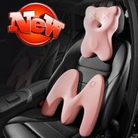 Cartoon Style Car Headrest Waist Support Pad Cute Memory Cotton Neck Pillow M-shaped Back Support Mat Seat Decoration Styling Seat Cushions