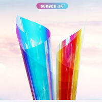 SUNICE Dichroic Window Film Decorative Solar Film Rainbow Glass Tinting Film Building Glass Self-adhesive Two Sheet 50cmX100cm