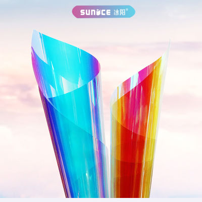 SUNICE Dichroic Window Film Decorative Solar Film Rainbow Glass Tinting Film Building Glass Self-adhesive Two Sheet 50cmX100cm