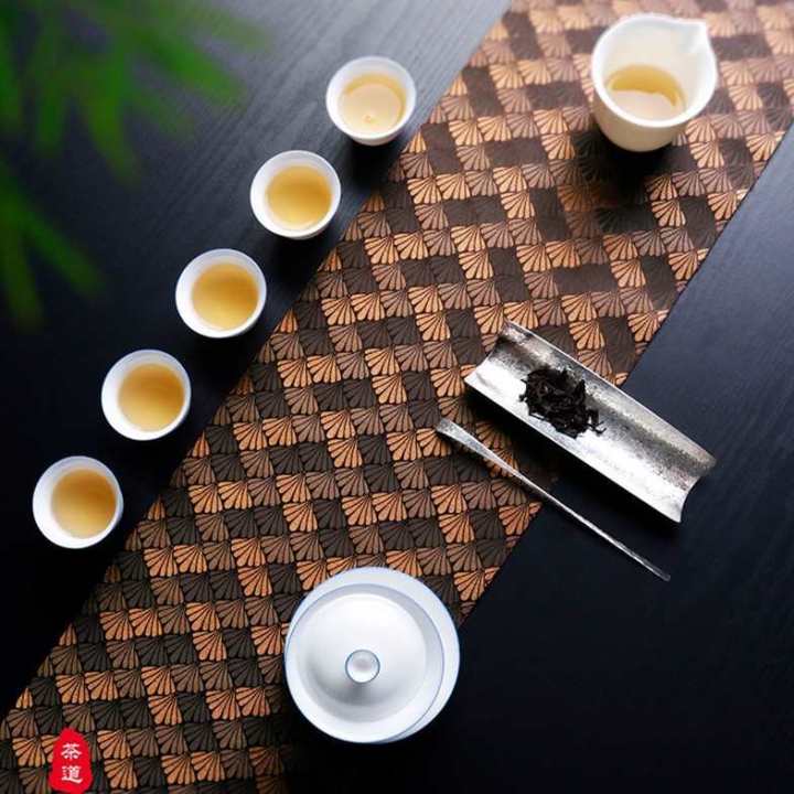 hot-โต๊ะน้ำชาสองด้านหรูหราเบาๆธงโต๊ะทอสไตล์ญี่ปุ่น-nishinzhen-เสื่อโฟมแห้งเบาะรองนั่งน้ำชาผ้าปูโต๊ะน้ำชาผ้าปูโต๊ะน้ำชาแบบเซน