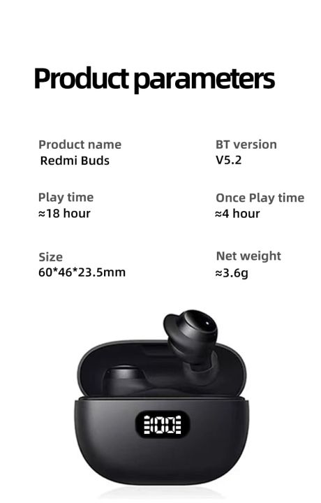 zzooi-new-xiaomi-redmi-buds-tws-wireless-earphones-bluetooth-5-2-dual-stereo-waterproof-sports-hd-call-led-display-earbuds