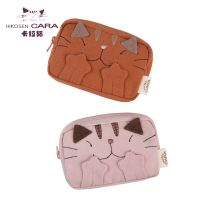 HIKOSEN CARA Kara Cat Coin Purse Cat Japanese Cotton Casual Cute Canvas Womens Coin Bag Card Holder 【OCT】