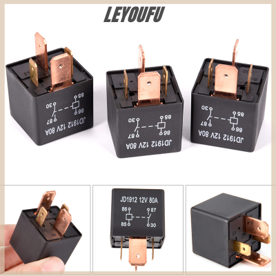 LEYOUFU รีเลย์กันน้ำสำหรับงานหนัก,รีเลย์4Pin DC 24V 12V รีเลย์รถยนต์ยานยนต์ JD1912 80A