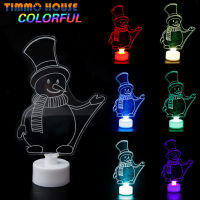 [บ้าน Timmo] มินิคริสต์มาสสร้างสรรค์ไฟ LED อะคริลิคที่มีสีสันส่องสว่างต้นคริสต์มาส Snowman ซานตาคลอสไฟกลางคืนตกแต่งคริสต์มาสและปาร์ตี้