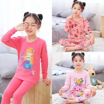 3 6 9 12 14 Years Girl's Satin Pajamas Kids Silk Pajama Sets For Girls  Sleepwear Top Pants Suit Pink Long/Short Children Pyjamas
