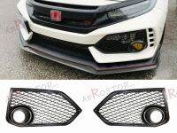 PP BLACK TYPE-R FRONT BUMPER FOG LAMP OPEN MESH GRILL FOR 18- CIVIC FK8