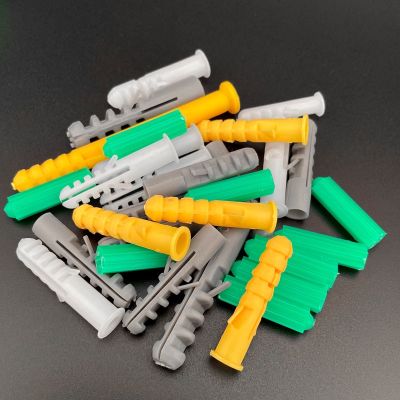 100 Pieces M6 M8 M10 M12 M14 Plastic Expansion Pipe Ribbed Plastic Anchor Bolt Pipe Wall Plug Rubber Plug Expansion Screw Nylon